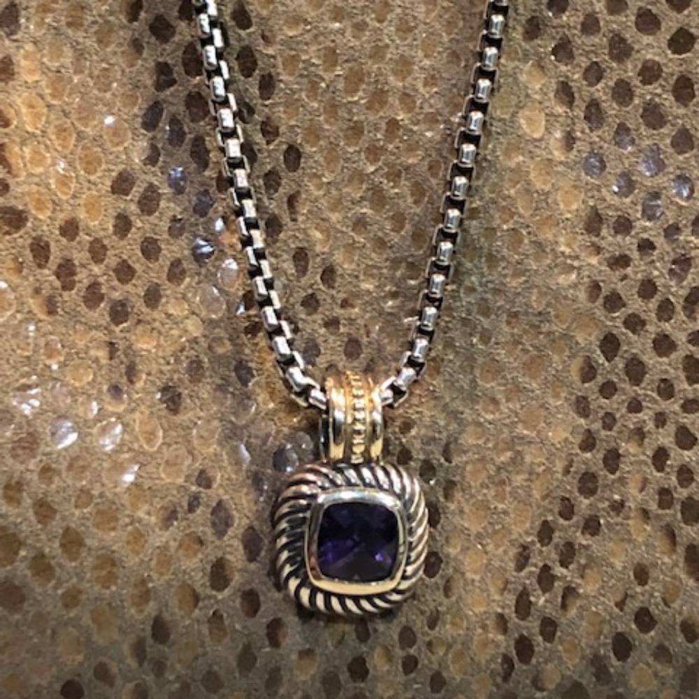 David Yurman Authentic Albion Pendant Necklace with Amethyst Stone
